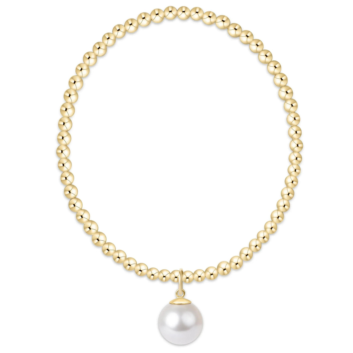 Classic Gold 3mm Bracelet - Classic Pearl 10mm Charm