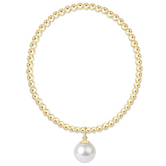 Classic Gold 3mm Bracelet - Classic Pearl 10mm Charm