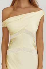 Revelation Off-Shoulder Lace Trim Maxi Dress Butter