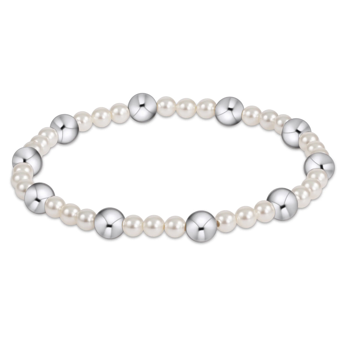 Pearl Sincerity Pattern 4mm Bead Bracelet - 6mm Sterling
