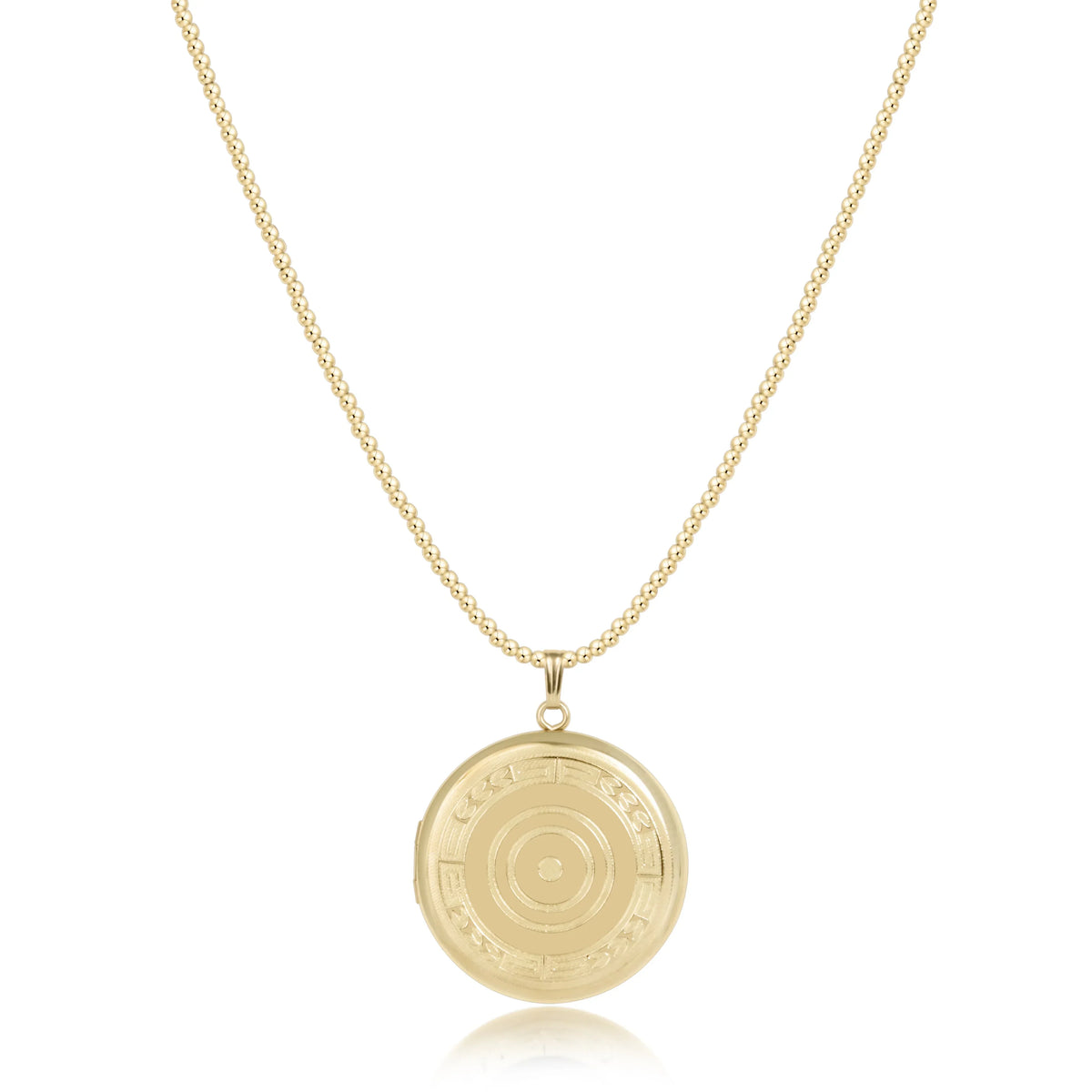 Choker Beaded - Classic Gold 2mm - Cherish Large Gold Locket