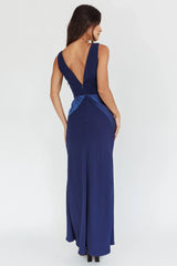 Soul Fire V-Neck Maxi Dress Navy