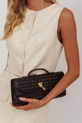 Yvette Woven Envelope Purse Black