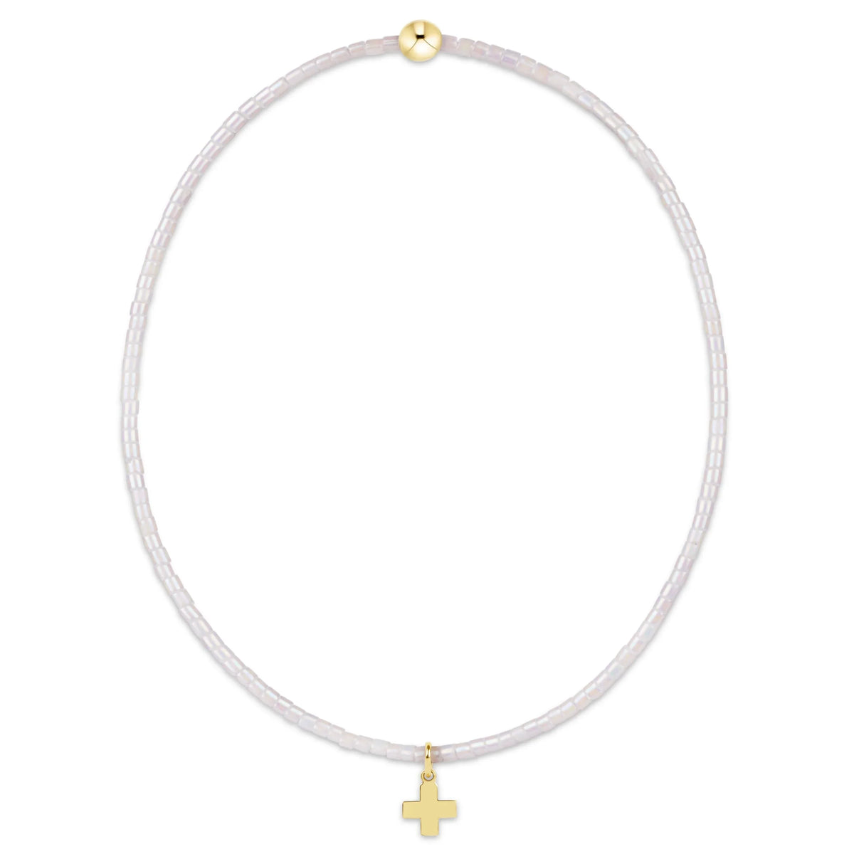 Hope Classic Silky White Bracelet - Signature Cross Small Gold Charm