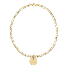 Classic Gold 2mm Bead Bracelet - be you. Small Gold Word Disc