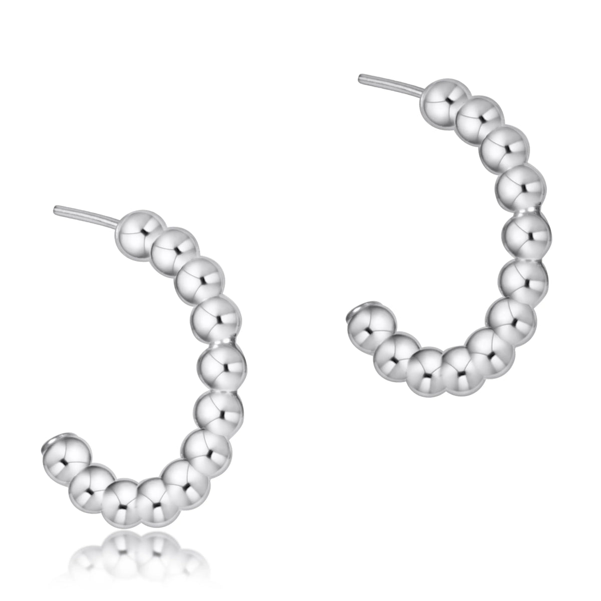 Beaded Classic 1" Post Hoop - 3mm Sterling