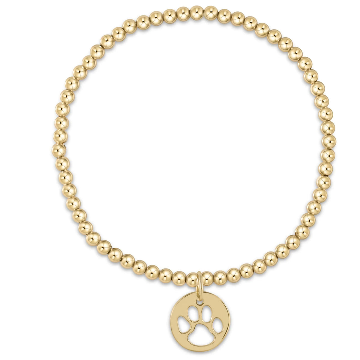 Classic Gold 3mm Bracelet - Paw Print Gold Disc