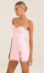 Corset Ruffle Dress in Pink