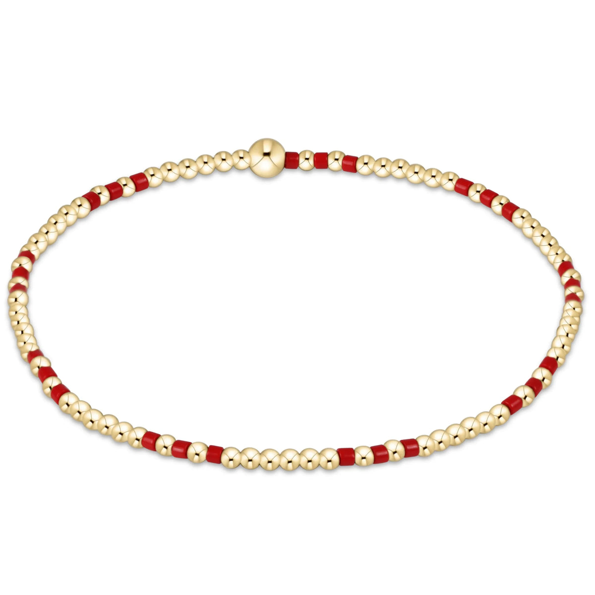 Gameday Hope Joy Pattern 2mm Bead Bracelet - Bright Red