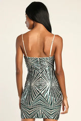 Lost In Your Eyes Teal Sequin Bodycon Mini Dress