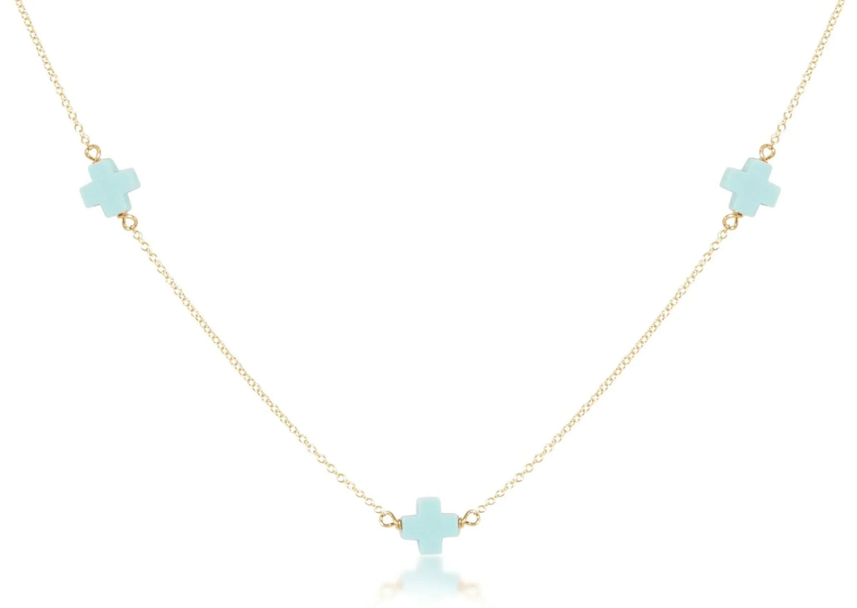 choker simplicity chain gold - signature cross turquoise