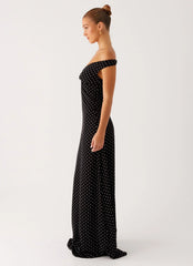Melany Maxi Dress - Black Polka Dot