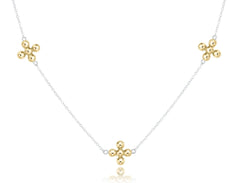 Choker Simplicity Chain Sterling Mixed Metal - Classic Beaded Signature Cross Gold