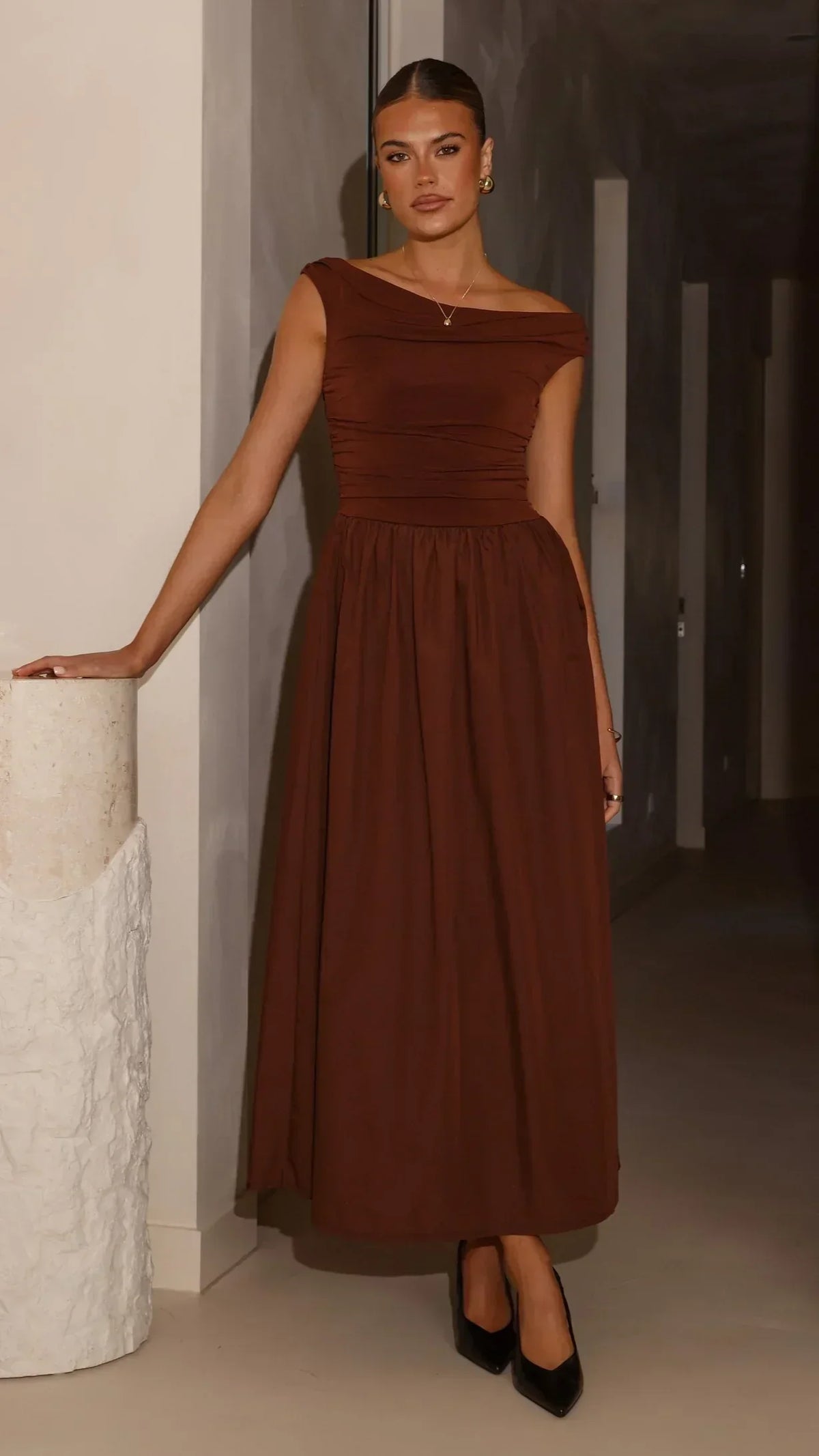 Immy Midi Dress - Brown