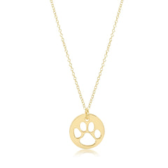 16" Necklace Gold - Paw Print Gold Disc