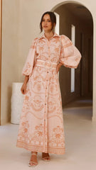 Xander Long Sleeve Maxi Dress - Natural