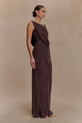 Lorieanne Draped Maxi Dress - Dark Chocolate