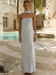 Elsa Scarf Satin Maxi Dress