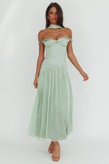 Kaycee Drop Waist Maxi Dress Sage