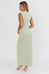 Daleela Asymmetric Neckline Maxi Dress Sage