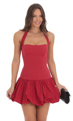 Halter Bubble Dress in Red
