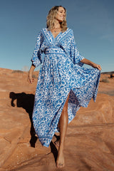 Watson Kimono Maxi Dress | Blue + White