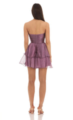 Petal Ruffle Strapless Dress in Purple
