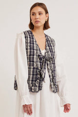 arte tie gilet - navy check