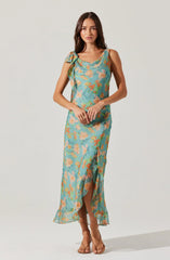 Isabelle Ruffled Cowl Neck Dress