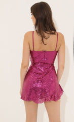 Sequin A-line Dress in Pink