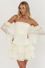 Giavana Off-Shoulder Layered Mini Dress Cream