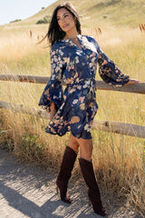 Venice Short Dress | Navy + Multi Floral