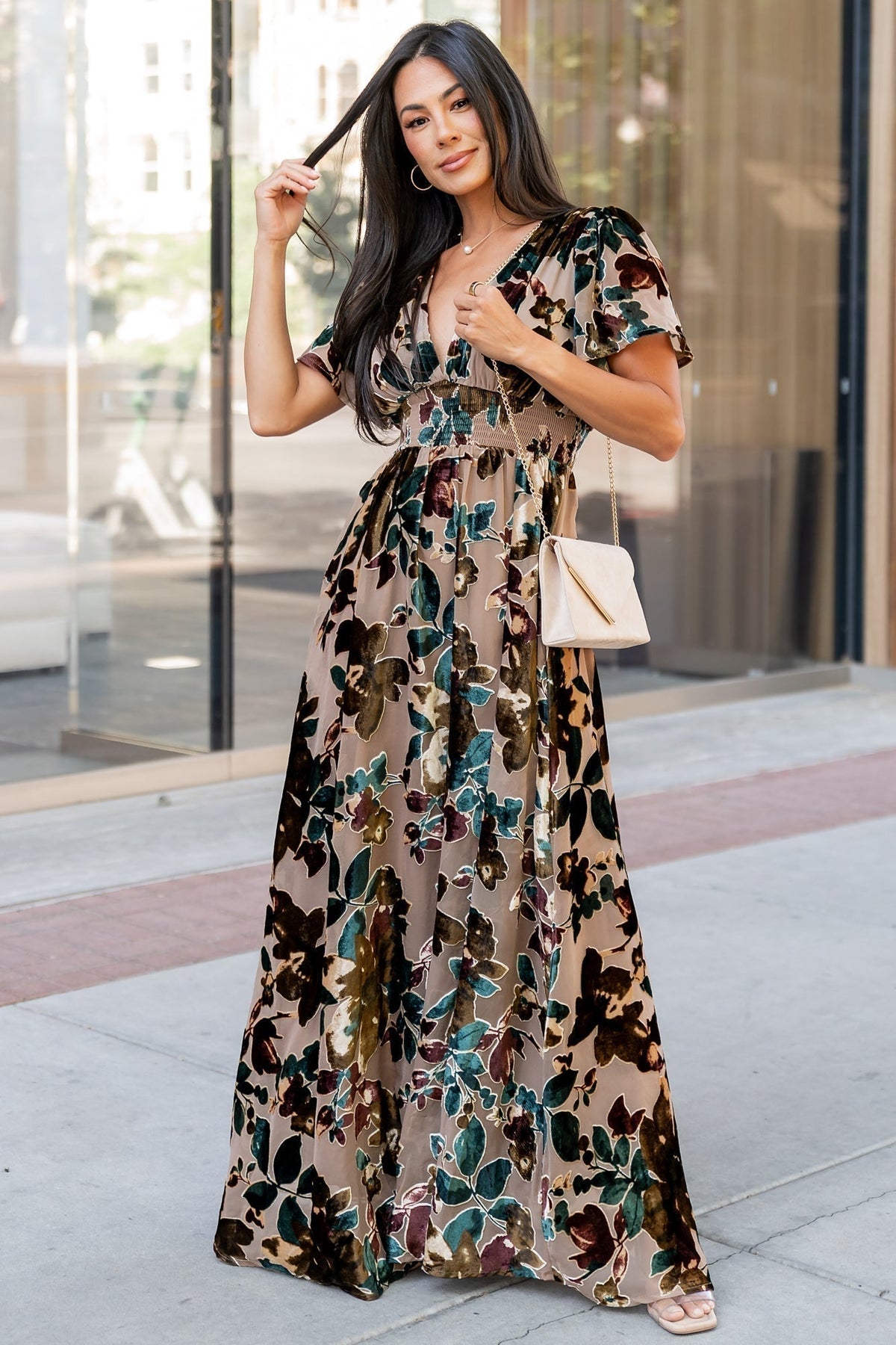 Valen Maxi Dress | Champagne Multi