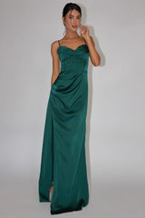 Secret Sweetheart Neckline Split Maxi Dress Hunter Green