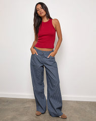 Roomy Extra Wide Low Rise Jeans in Pinstripe Indigo Wash