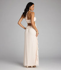 Ruffle and Ready Chiffon Halter Maxi Dress