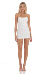 Sequin Strapless Corset Dress in White $65.90
