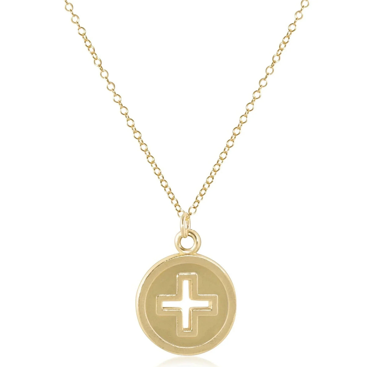 16" Necklace Gold - Signature Cross Gold Disc