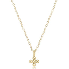 16" Necklace Gold - Signature Cross Beaded Small Gold Charm