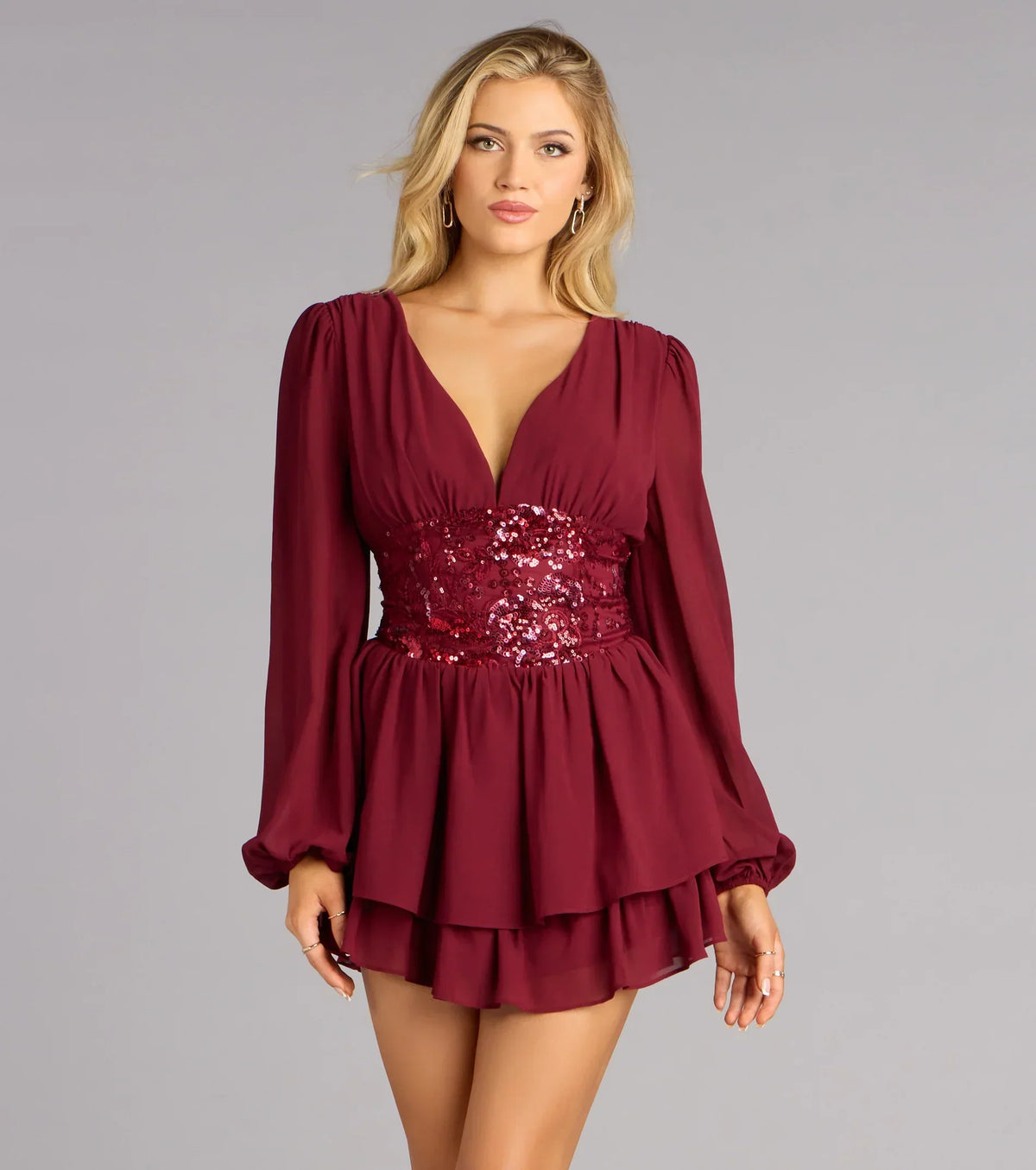 Enchanted Glow Embroidered Chiffon Dress