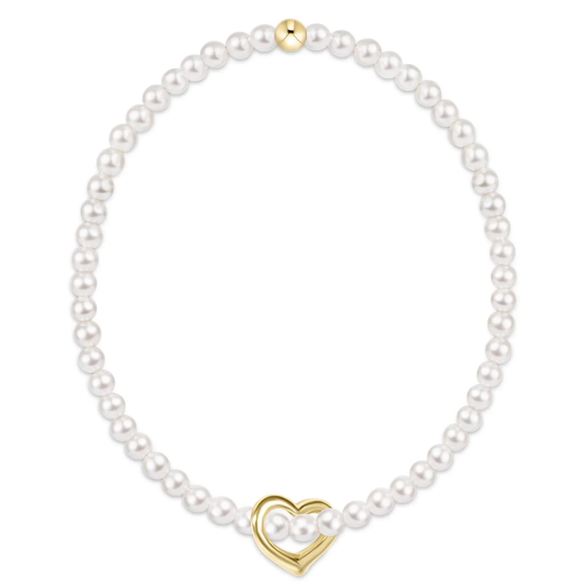 Classic Pearl 3mm Bracelet - Love Gold Charm