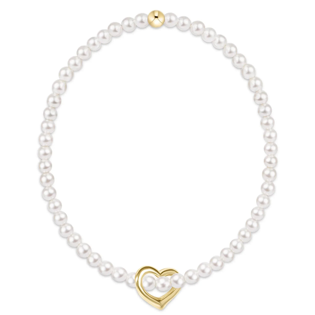egirl Classic Pearl 3mm Bracelet - Love Gold Charm