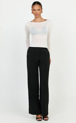 Madi Top - Long Sleeve Sheer Slub Jersey Top in White