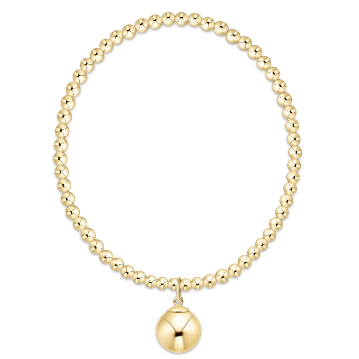 Classic Gold 3mm Bracelet - Classic Gold 10mm Charm