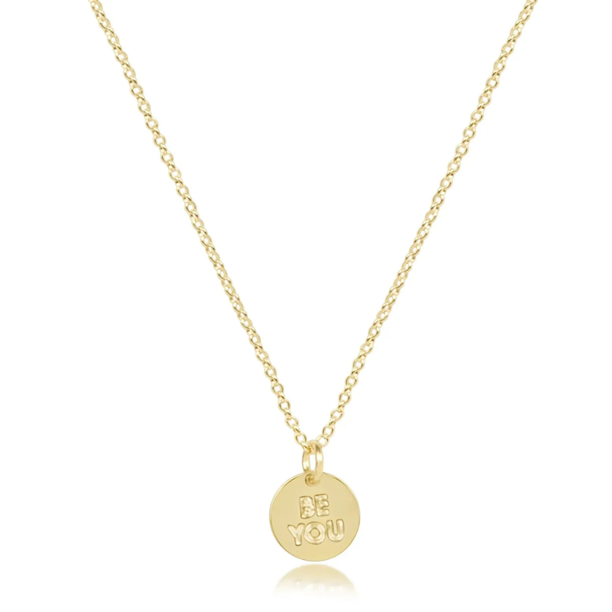 16" Necklace Gold - be you. Small Gold Word Disc