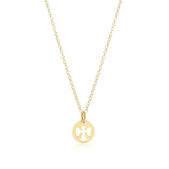 16" Necklace Gold - Guardian Angel Small Gold Disc