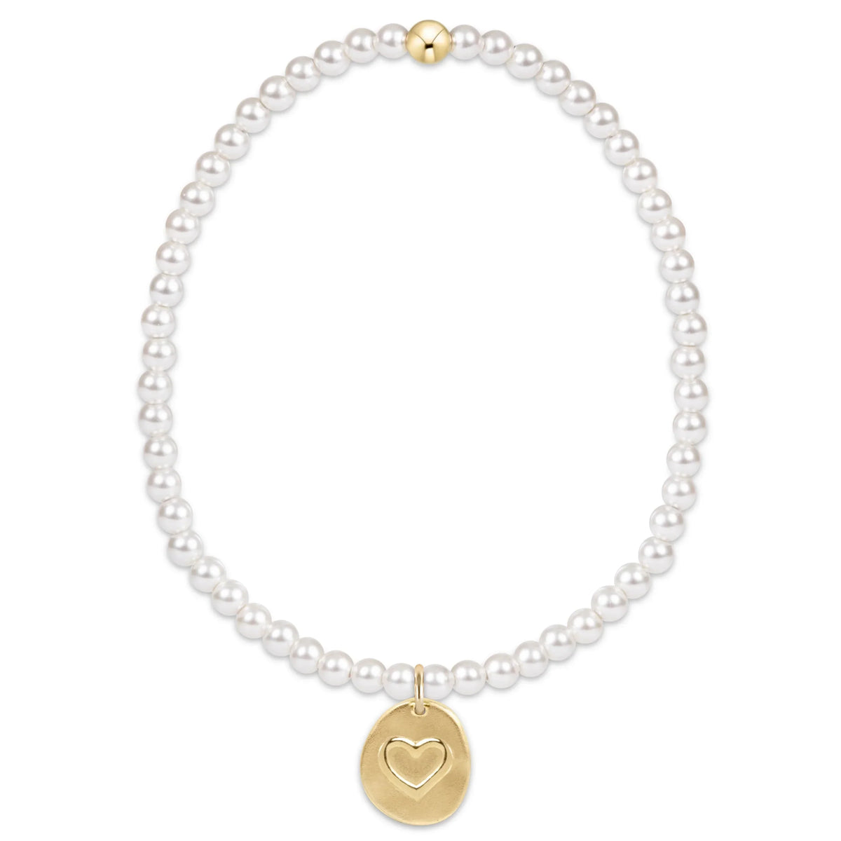 Classic Pearl 3mm Bracelet - Inspire Love Small Gold Disc