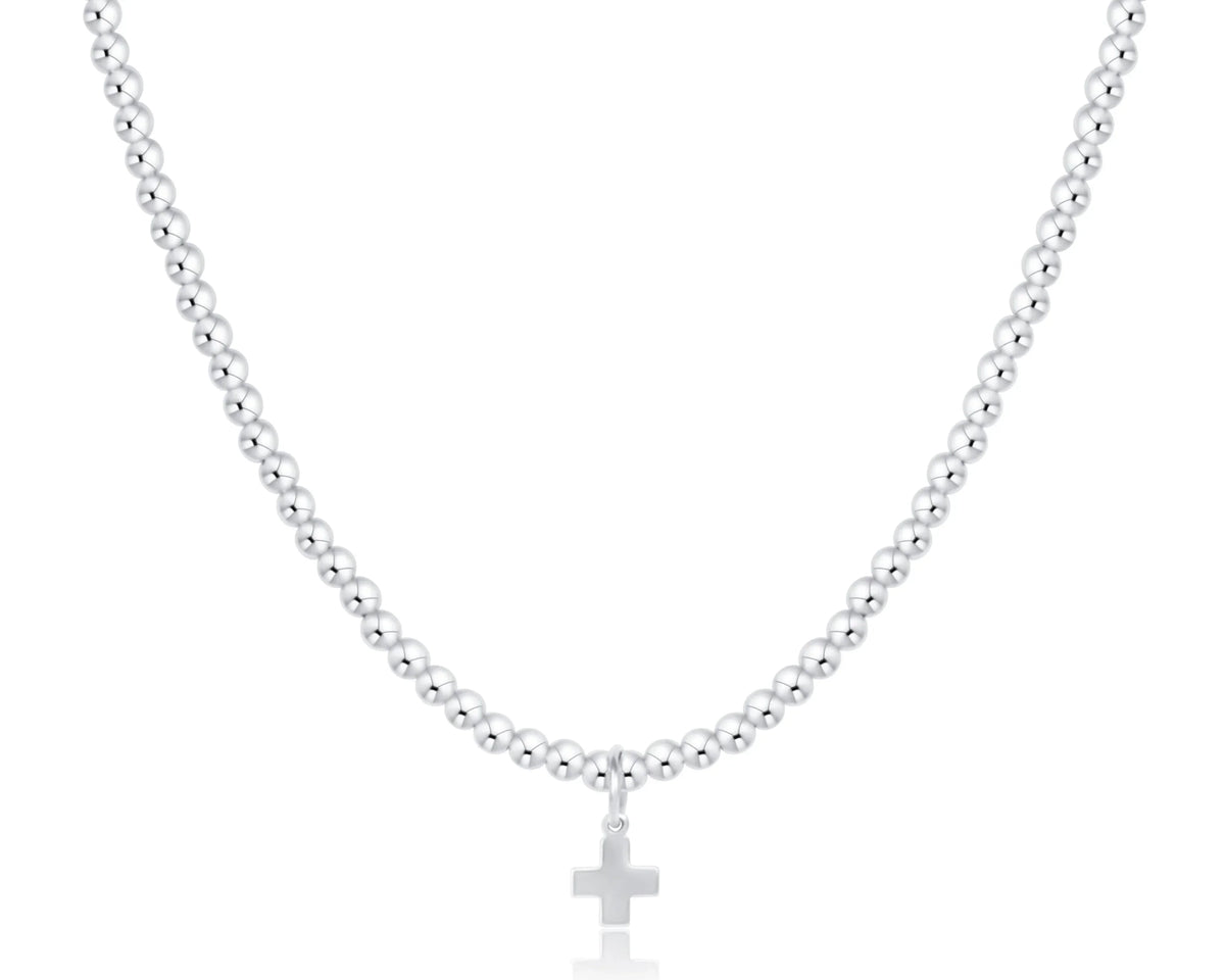 Choker Classic Sterling 3mm Bead - Signature Cross Sterling Charm