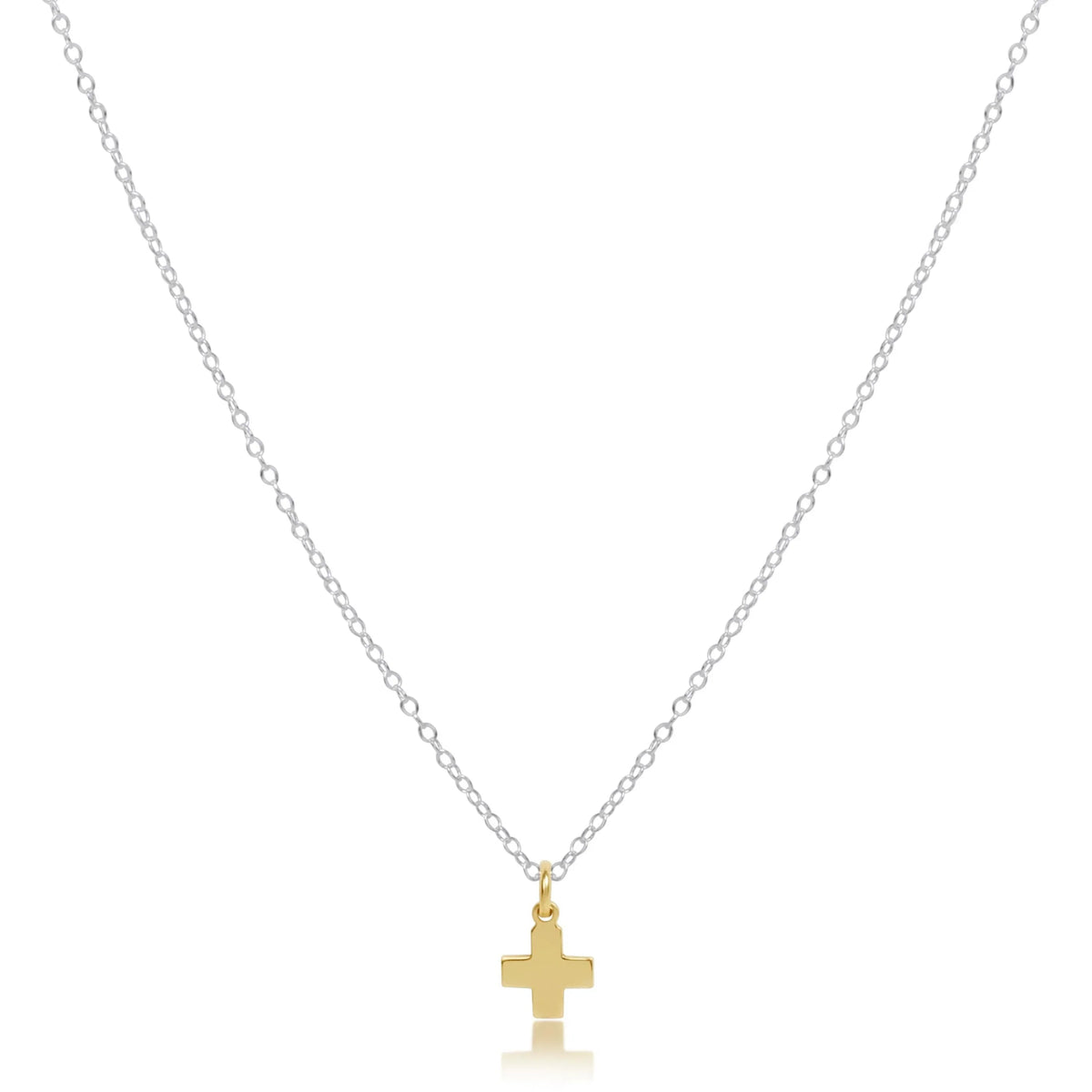 16" Necklace Mixed Metal - Signature Cross Gold Charm
