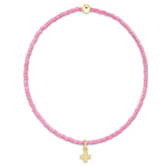 Hope Classic Bubblegum Bracelet - Signature Cross Small Gold Charm